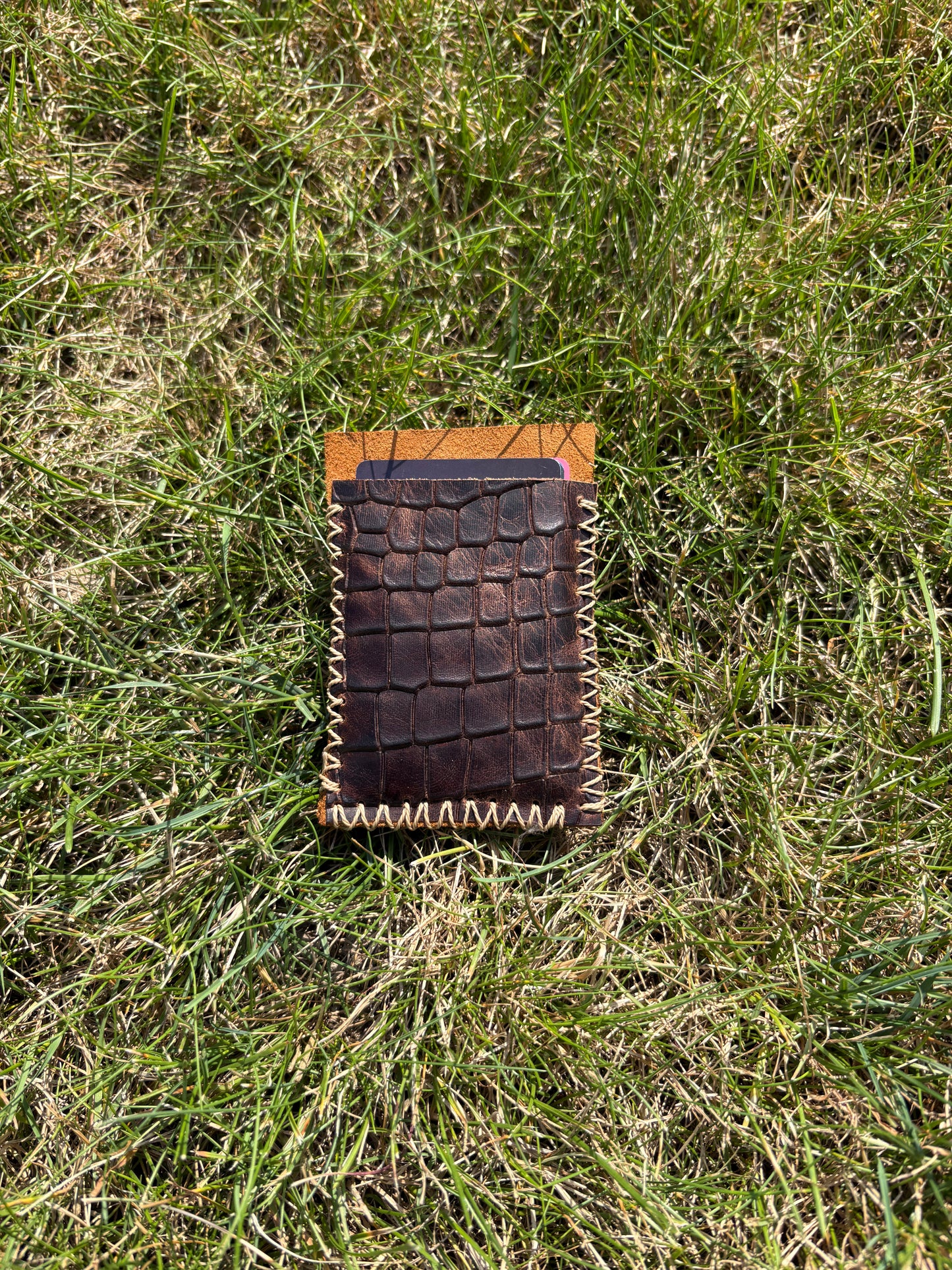 Leather Boar and Gator skin Minimalist Wallet