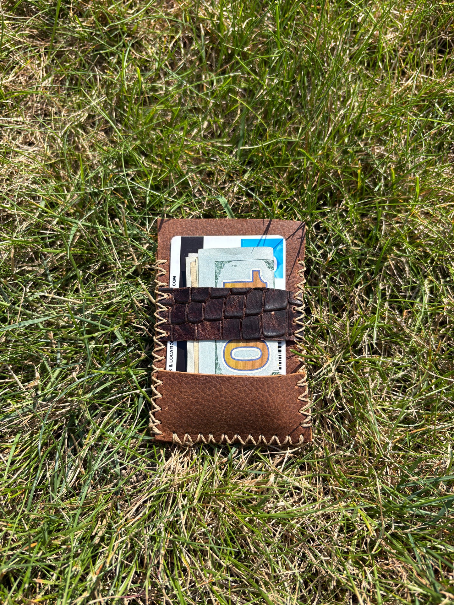 Leather Boar and Gator skin Minimalist Wallet