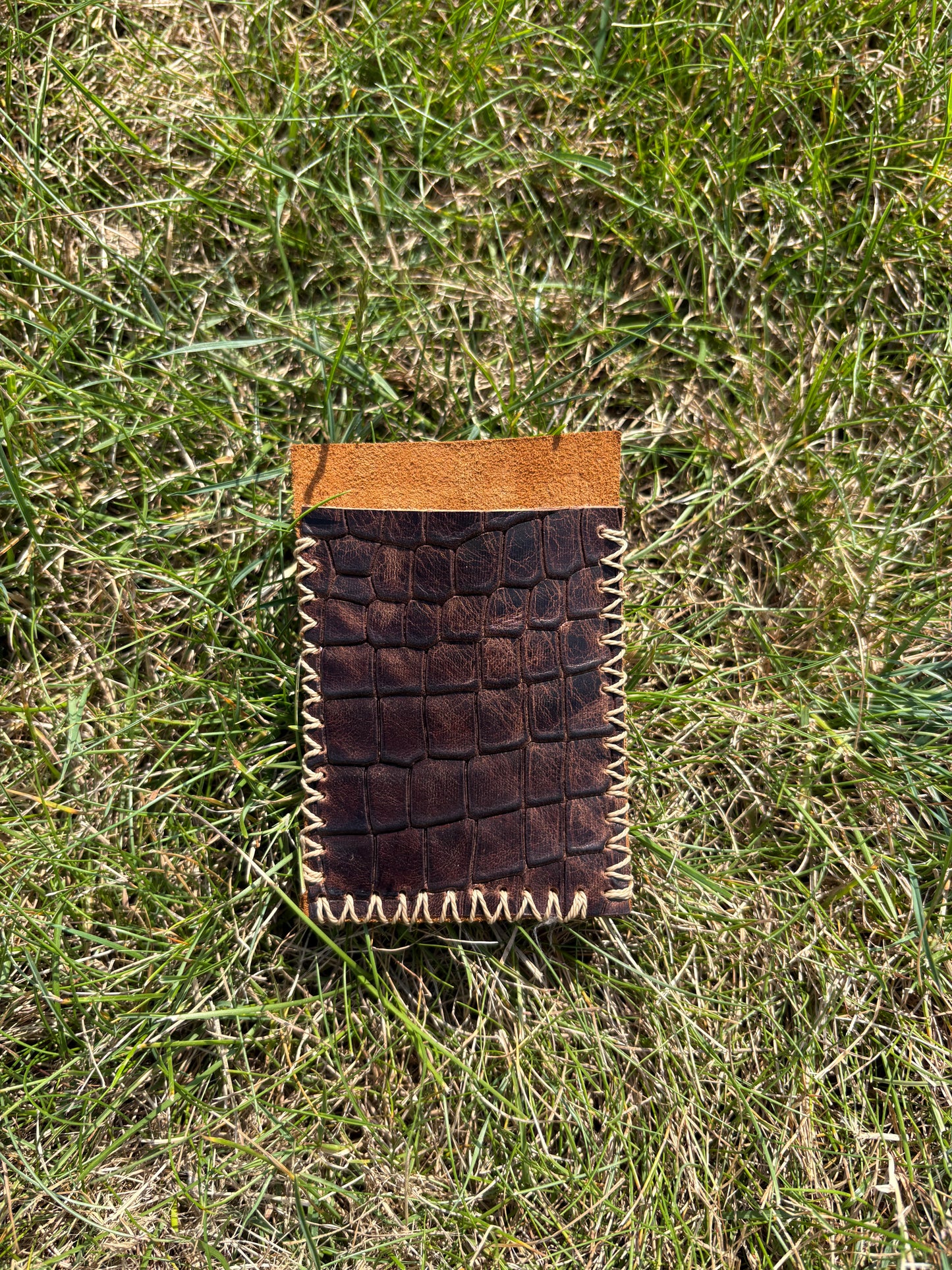 Leather Boar and Gator skin Minimalist Wallet