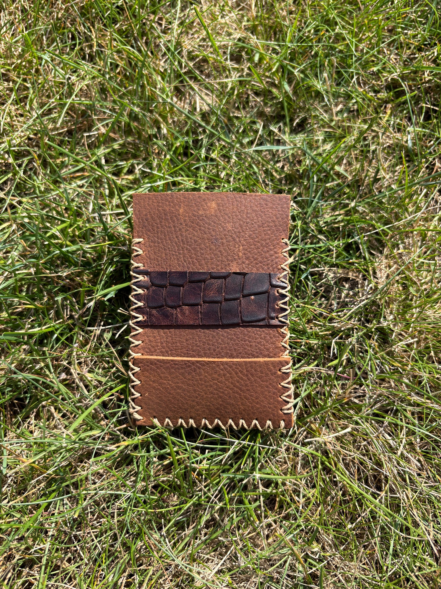 Leather Boar and Gator skin Minimalist Wallet