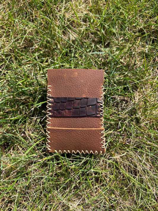 Leather Boar and Gator skin Minimalist Wallet